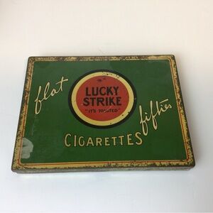 Lucky Brand Green and Red Cigarette Tin